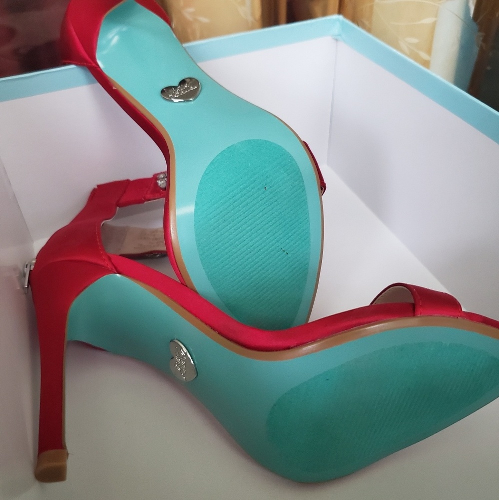 Betsy Johnson Heels-Red Satin - Picture 3 of 4